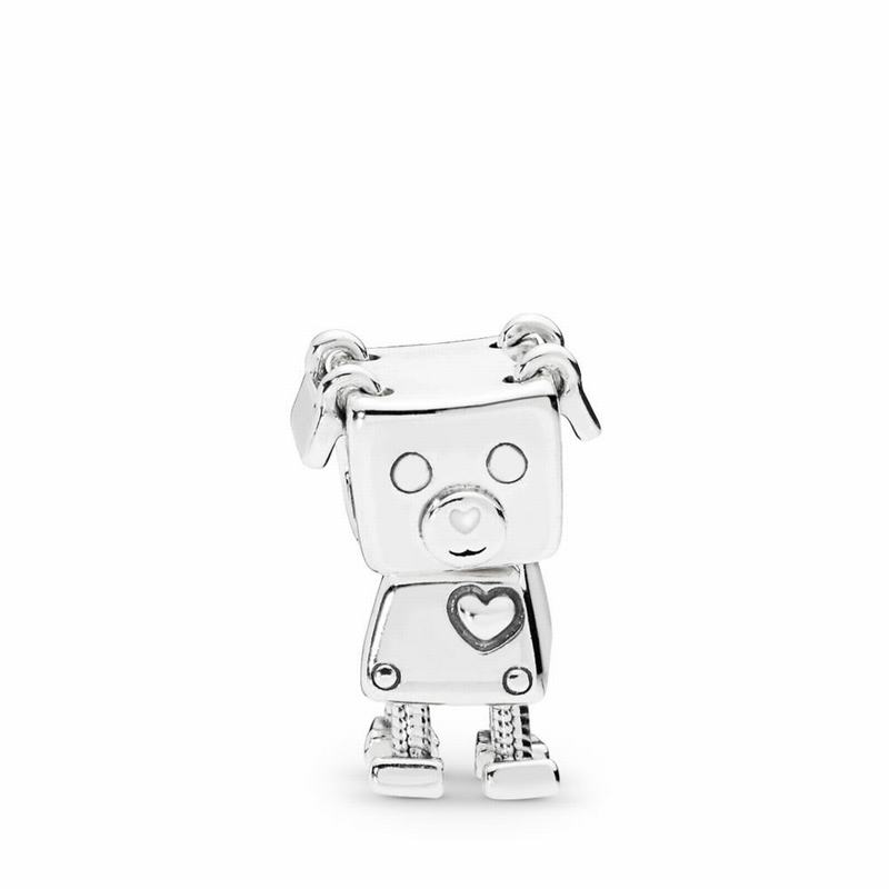 Pandora Bobby Bot Charm Ireland - Sterling Silver/Enamel/White - 736219EVI